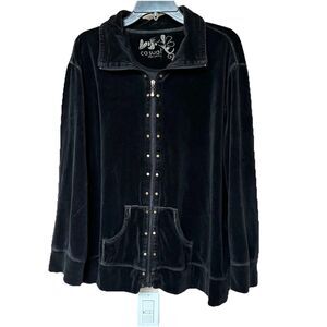Casual Identity Fleece Jacket Womens Lg Black Studs Punk Grunge Goth Y2K Punk